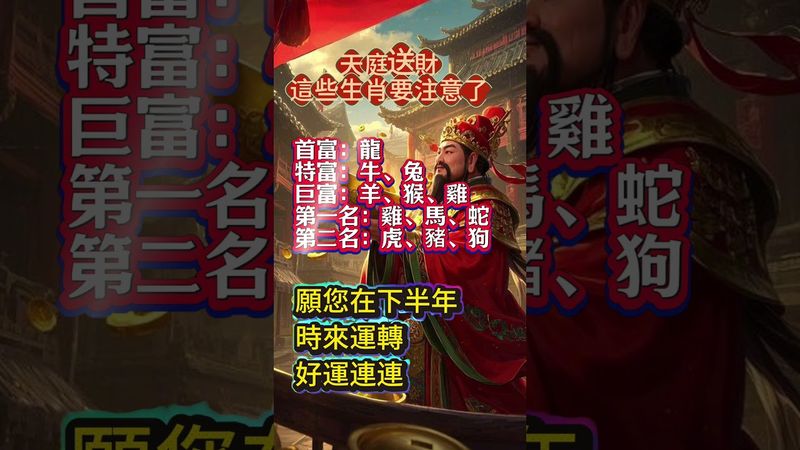 天庭送財，這些生肖要注意了！接了，轉發，錢財擋不住！#生肖 #十二生肖 #運勢