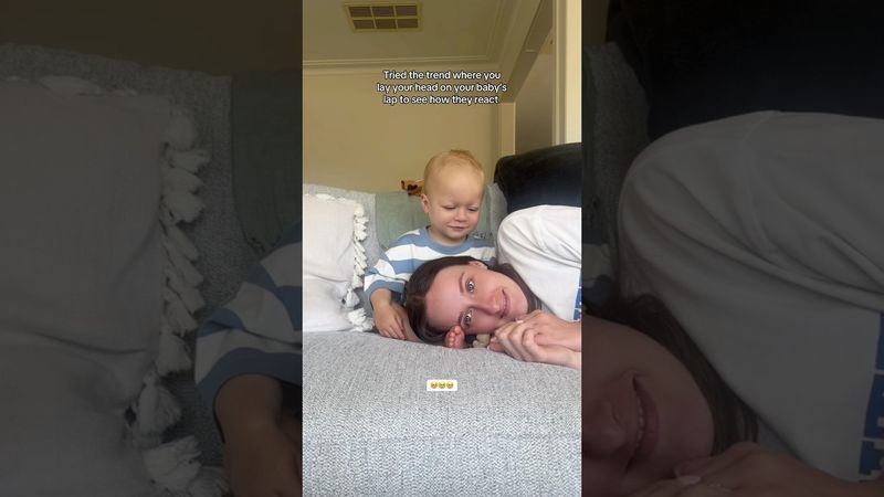 Putting head in baby’s lap to see their reaction 🥰🥰#baby #love #mom