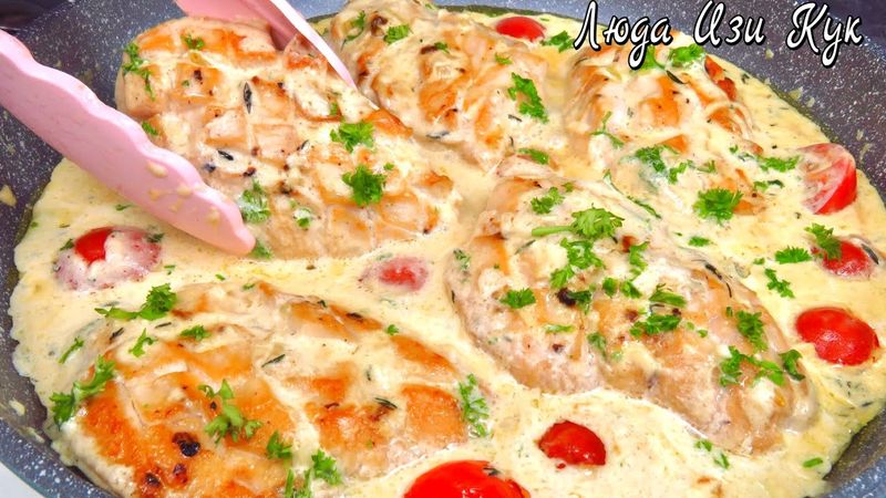 🐔 سینه مرغ سیر خامه ای [SUB] غذای مرغ خوشمزه برای ناهار یا شام در 20 دقیقه