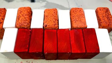 ASMR | GYM CHALK ASMR | Red Dyed and Pasted Blocks with Freshies