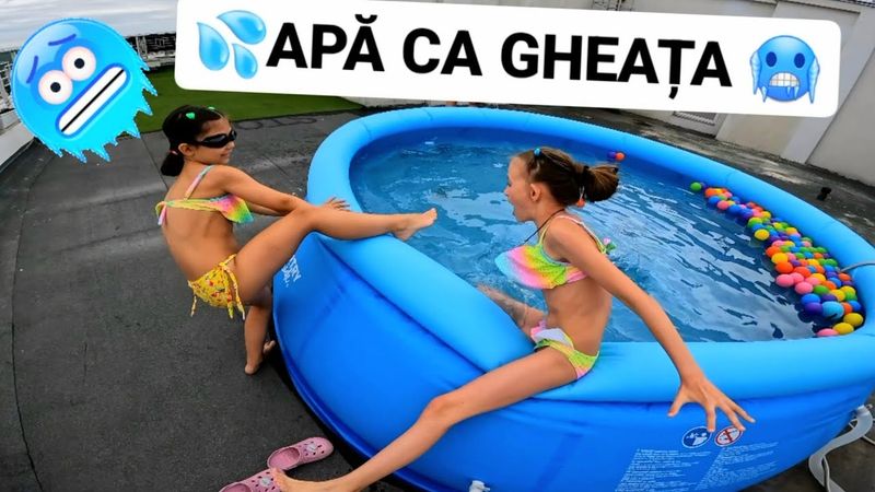 Piscină pentru copii 💦 AM SĂRIT prima dată la bazin anul acesta / challenge cu apa VLOG copii video