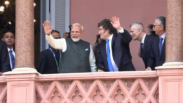 Indian PM Modi and Argentine President Milei greet supporters from Casa Rosada balcony | AFP