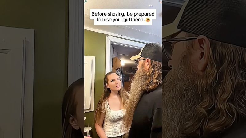 Before shaving,be prepared to lose your girlfriend.#funny #couple #shave #beard #viral #usa #fyp