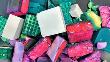 Pink/Purple and Green Dyed Chalk | ASMR