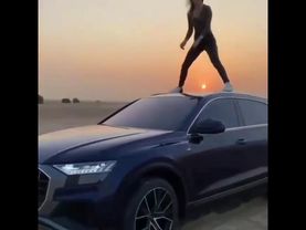 Dancing lady on Audi suv #shorts #audi #supercars