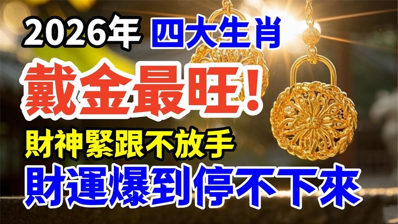 2026年戴金最旺！財神緊跟不放手 這4大生肖財運爆到停不下來