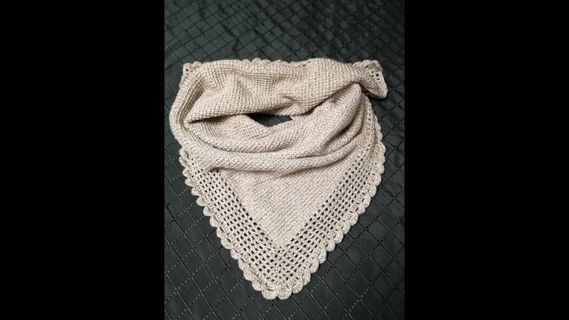 Мастер класс по вязанию треугольной шали тунисским крючком.
