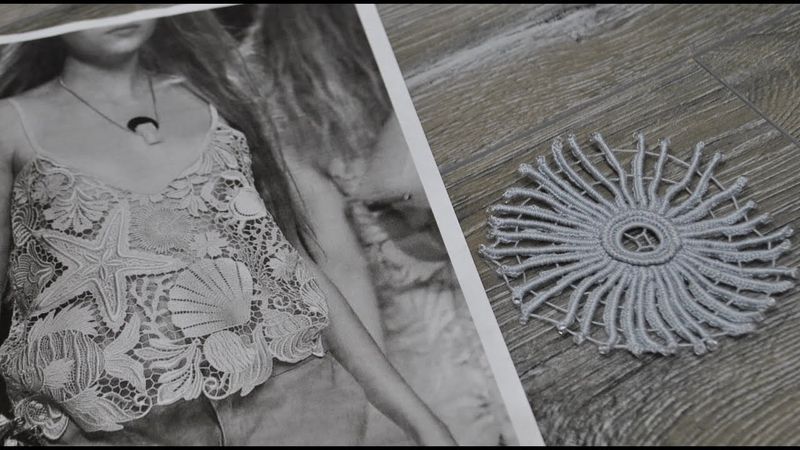 Морской еж для топа от Валентино. Вяжем вместе крючком. Морские мотивы в ирландском кружеве.