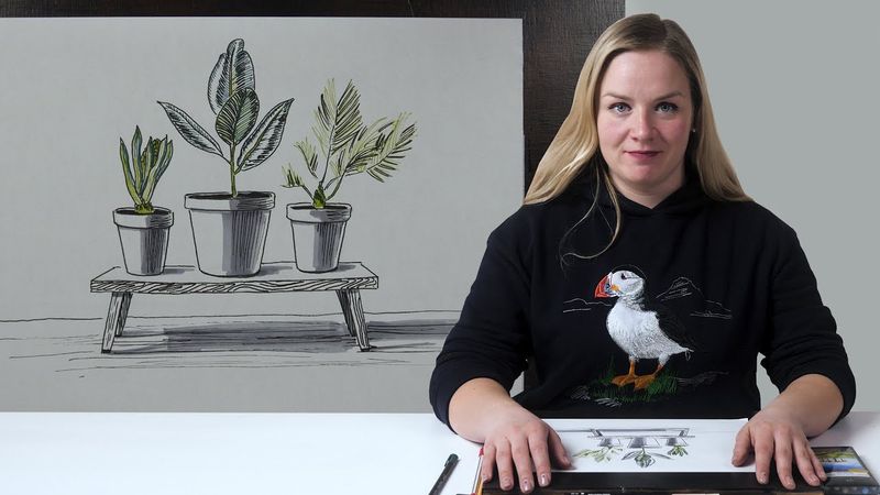 Экспресс-урок по скетчингу «Цветочные горшки» | Как нарисовать горшок с цветами поэтапно