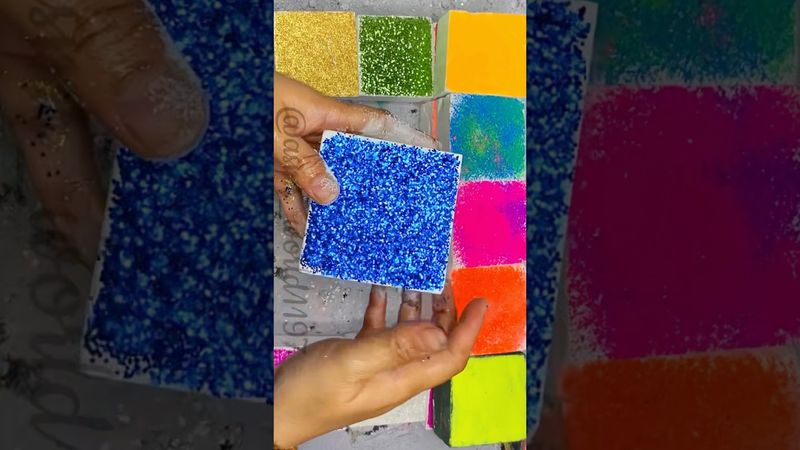 Crunchy Block with Blue Glitter #crushingtime #gymchalk #soap #rainbowsoap #satisfying