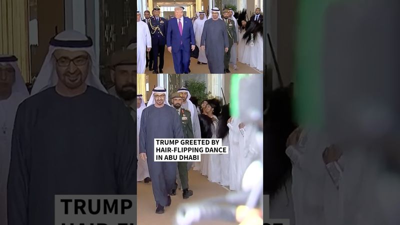 Trump greeted to UAE by traditional hair-flipping dance  | AFP #shorts