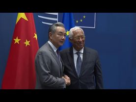 China's Foreign Minister Wang Yi meets with EU Council President Antonio Costa | AFP