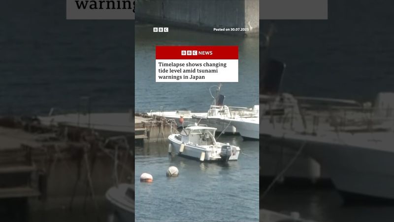 Timelapse shows changing tide level amid tsunami warnings in Japan. #Tsunami #Japan #BBCNews