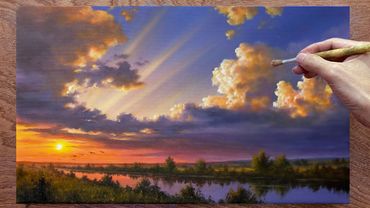 Cloud painting technique / Acrylic painting / A Lu Art.