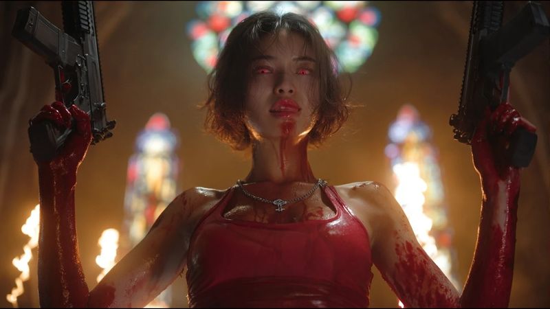 Intense action fighting: Kung fu heroine bitten by zombie becomes tough vampire hunter