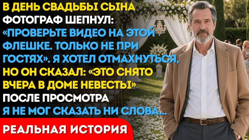 На свадьбе сына фотограф дал флешку и шепнул: не смотри при гостях. Я включил и онемел
