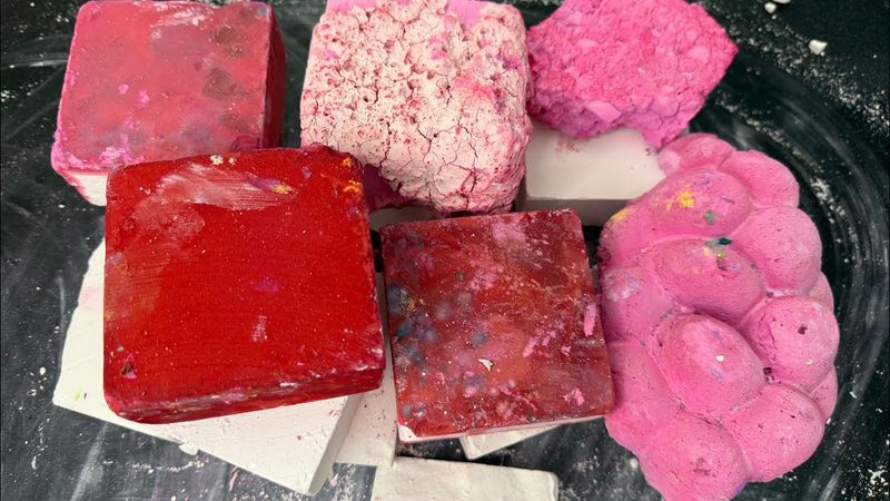 2X Fast + Pink Bubble Gum + PJ and Deep Red Dyed Chalk - Satisfying ASMR