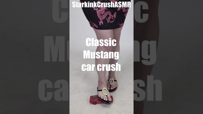 Classic Mustang car crush #asmr #crushing #heels #giantess