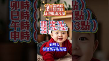 這六個時辰出生的寶寶自帶福運光環，有緣人快替孩子祈福吧