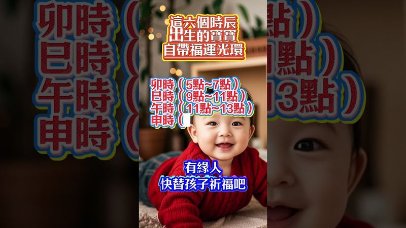 這六個時辰出生的寶寶自帶福運光環，有緣人快替孩子祈福吧