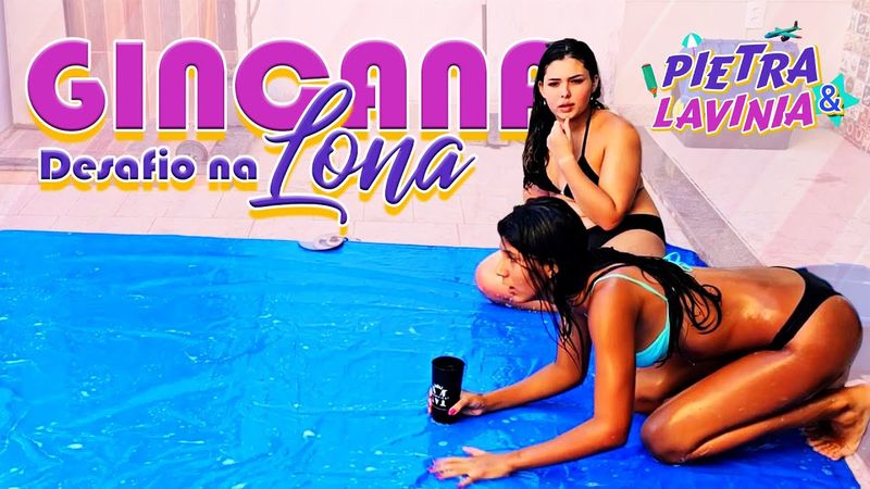 DESAFIO NA LONA DA PISCINA | GINCANA NA LONA ESCORREGADIA 💦😂 QUEM CONSEGUE LEVAR MAIS ÁGUA?