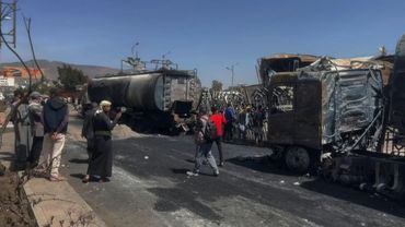 Damage at a fuel storage facility in Sanaa following Israeli strikes | AFP