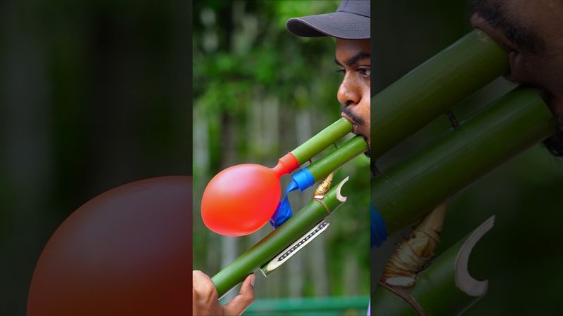 DIY Bamboo Creations with Two clour Balloone Slingshots #Bamboo #Slingshots #Diy #Bambooart