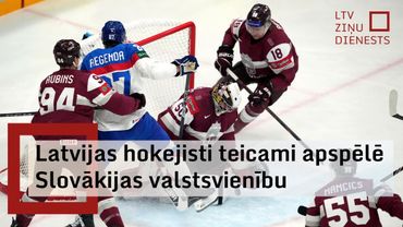 Latvijas hokeja izlasei uzvara pret Slovākijas valstsvienību