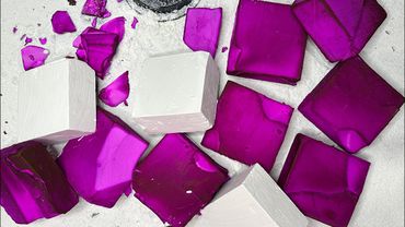 Deep dyed hot pink gym chalk blocks + plains.