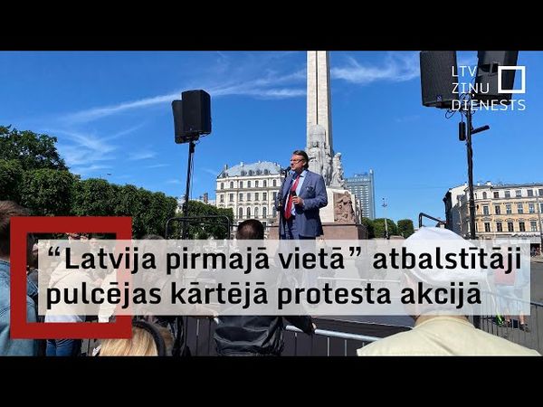 Sapulcē par vēlēšanu rezultātu neatzīšanu pie Brīvības pieminekļa pulcējās ap diviem simtiem cilvēku