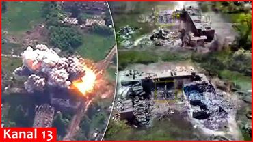 Un caccia ucraino Su-27 colpisce un punto di controllo dove sono radunati militari e munizioni russe