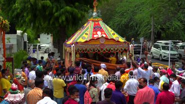 Morning aarti during the Rath Yatra at Jagannath Mandir in Hauz Khas, New Delhi