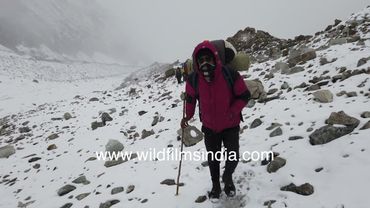 When you're in a white-out, the only way is forward, to get atop Kalindi Khal Pass in the Himalaya