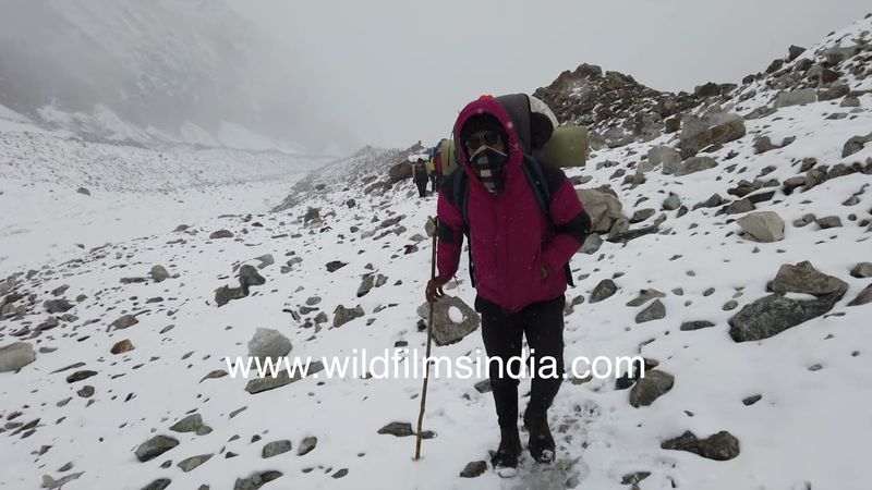 When you're in a white-out, the only way is forward, to get atop Kalindi Khal Pass in the Himalaya
