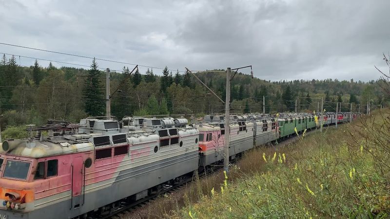 Поезда России: Сплотка. Много пассажирских и грузовых поездов.