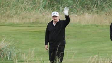 Donald Trump hits Scottish golf course as protesters rally | AFP