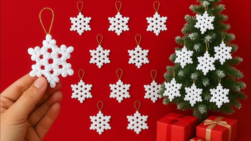 ❄️🎄Very easy‼️ CHRISTMAS ORNAMENTS making🎄Christmas decoration 🎅🎁making a snowflake with crochet❄️⛄️