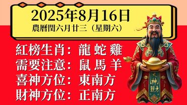 每日小運播報～2025 年 8 月 16 日（星期六）農曆閏六月廿三