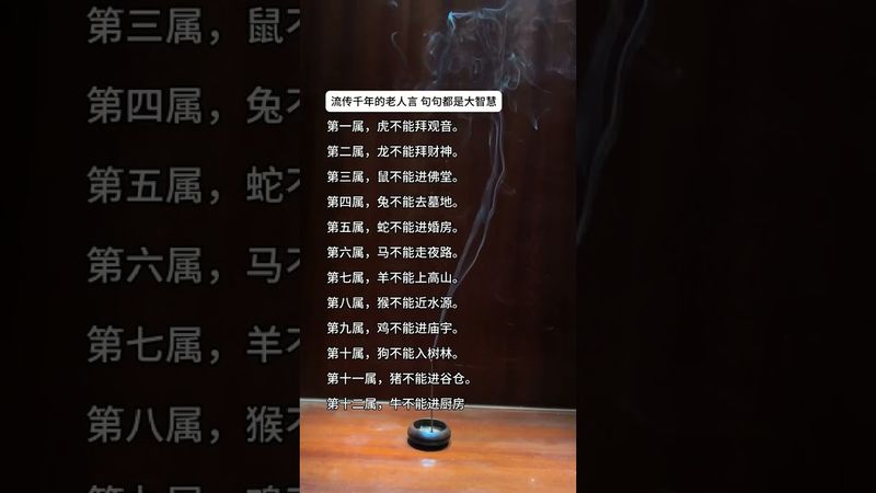 《十二生肖之禁忌》你知道自己不能做什麼嗎？#中華文化博大精深 #正能量 #運勢 #老人言 #生肖 #十二生肖 #玄學 #風水 #生肖運勢 #國學文化 #道家文化 #傳承文化 #老祖宗的智慧