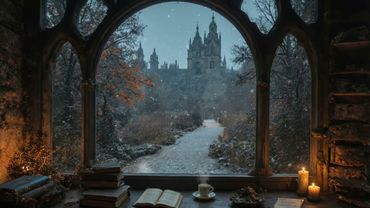 Cozy Winter Window with Some Dark Academia Piano | Victorian Manor Ambience | Studying Alone