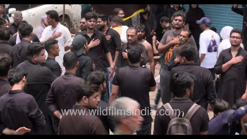 People gather for Muharram, during which they hold a rally to commemorate Ibad Hussain