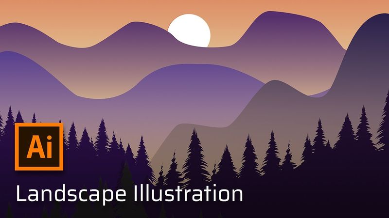 پروژه طراحی وکتور یک منظره طبیعی در الستراتور