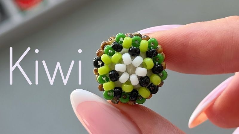 Beaded Kiwi Charm | DIY Mini Fruit Keychain 🍈