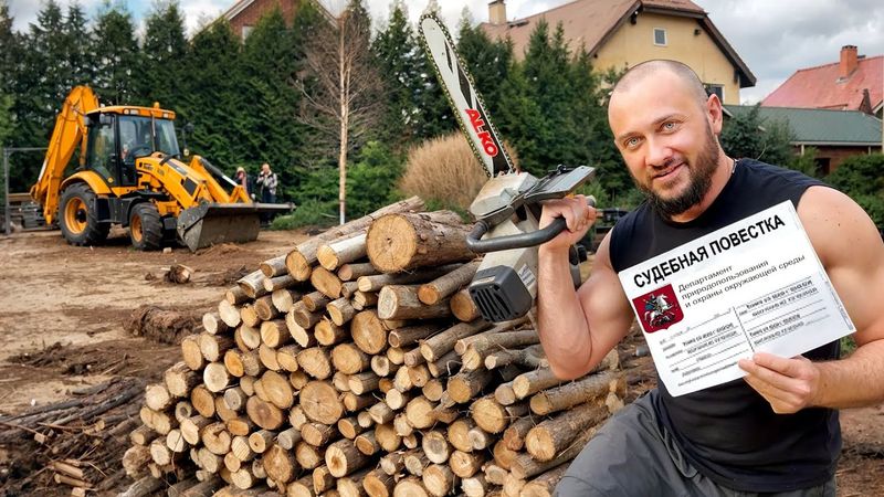 ШТРАФУЮТ за свои же СПИЛЕННЫЕ деревья. Продолжаем строить АНГАР-АВТОСЕРВИС несмотря ни на что