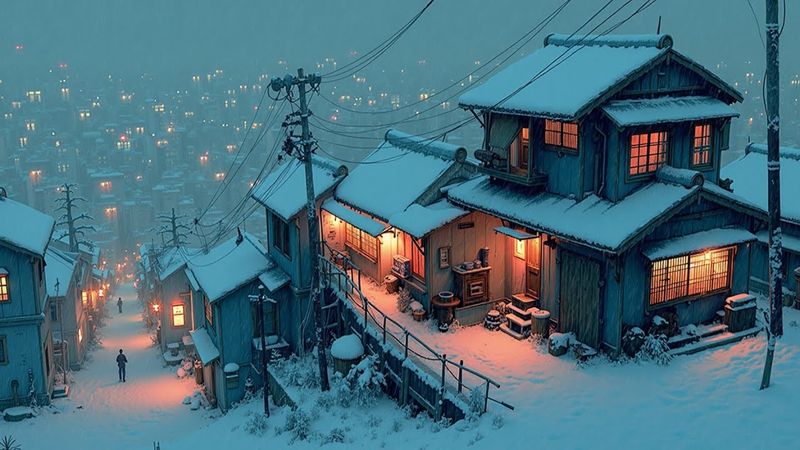 Snowy Japanese Lofi Ambience ❄️ Cozy Winter Vibes & Chill Hip Hop Beats 🎶 Study Relax Sleep