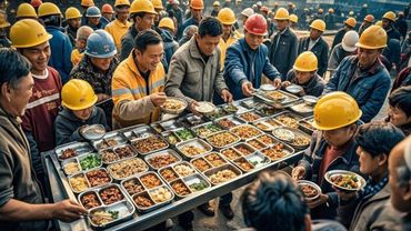 四川最硬核工地自助餐！10元16个菜随便吃，农民工兄弟排队抢着吃场面壮观#麦总去哪吃