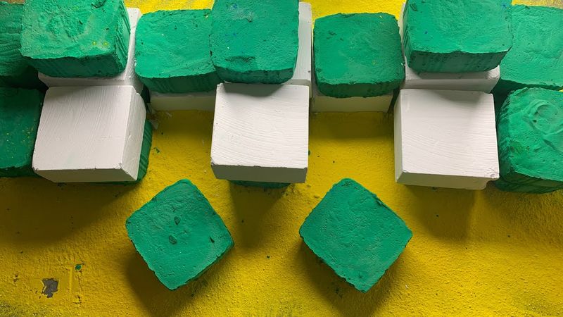 Battle of texture Collab with ​⁠@ChalkFabricDollAsmr Soft Green Iron oxide n Soft CFD Gym chalk