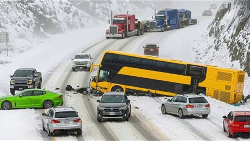 Icy Road Madness Caught on Camera - INSANE Winter Driving #3
