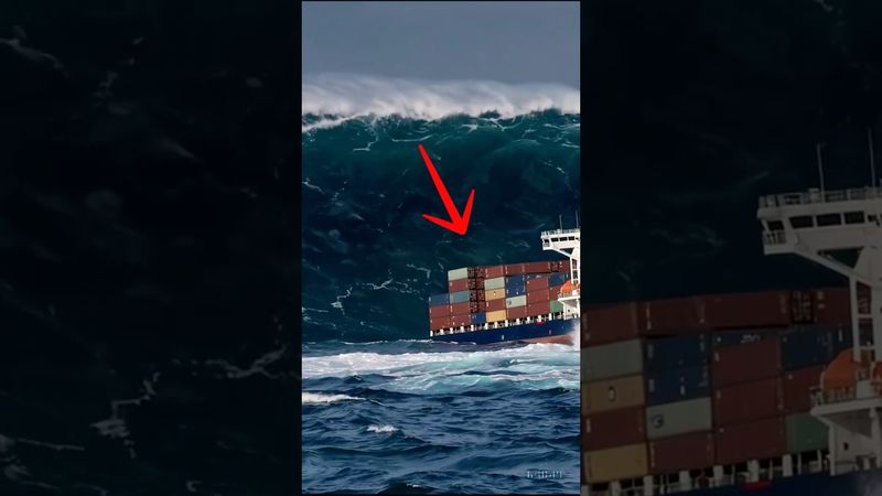 A huge wave sank a large cargo ship in the open sea!  #ocean #waves