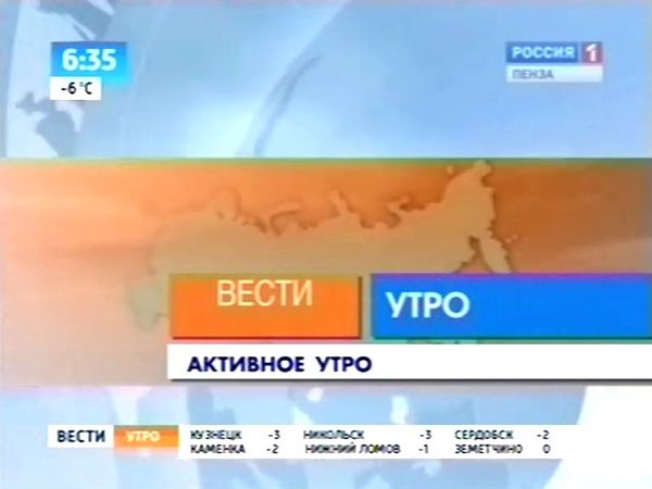 Заставка программы "Вести. Пенза. Утро. Активное утро" (Россия/Россия-1 - Пенза, 2007-2015)